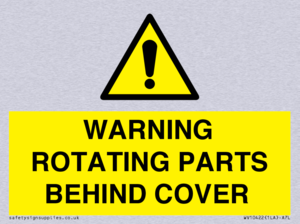 WARNING ROTATING PARTS BEHIND COVER